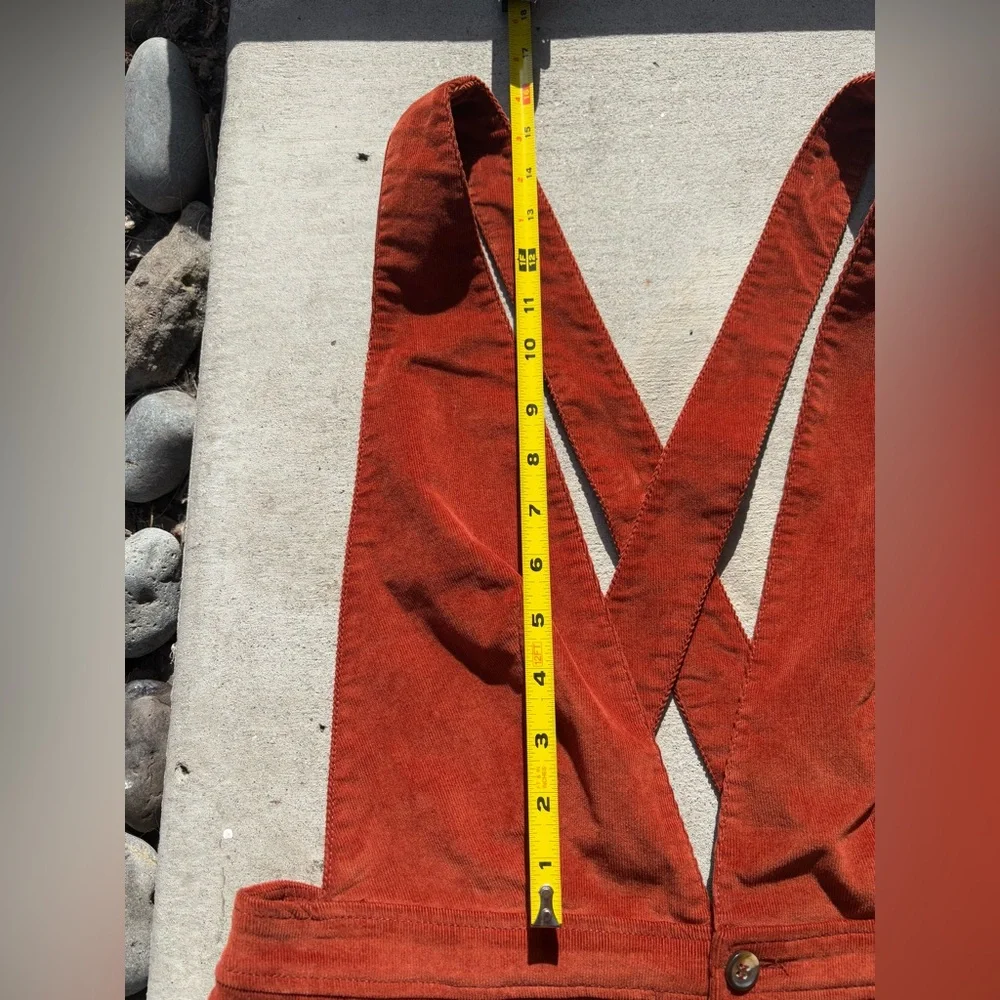 NWT Free People Old School Love Burnt Orange Corduroy Overall Mini Dress Size 10 - Picture 5 of 8